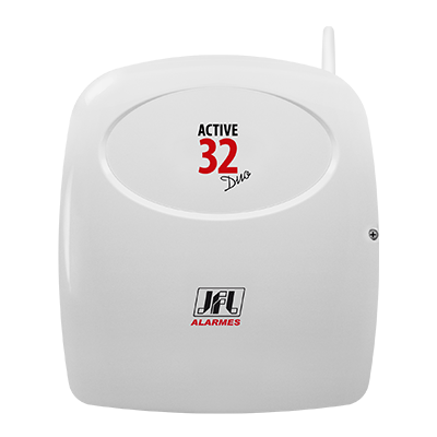 CENTRAL DE ALARME ACTIVE 32 DUO - JFL Central de alarme monitorável para até 32 zonas com tecnologia DUO e acesso via aplicativo celular. Comunicação sem fio com todos os dispositivos - 29301