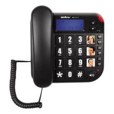 TELEFONE INTELBRAS COM FIO TOK FÁCIL ID PRETO 