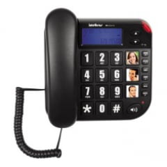 TELEFONE INTELBRAS COM FIO TOK FÁCIL ID PRETO 